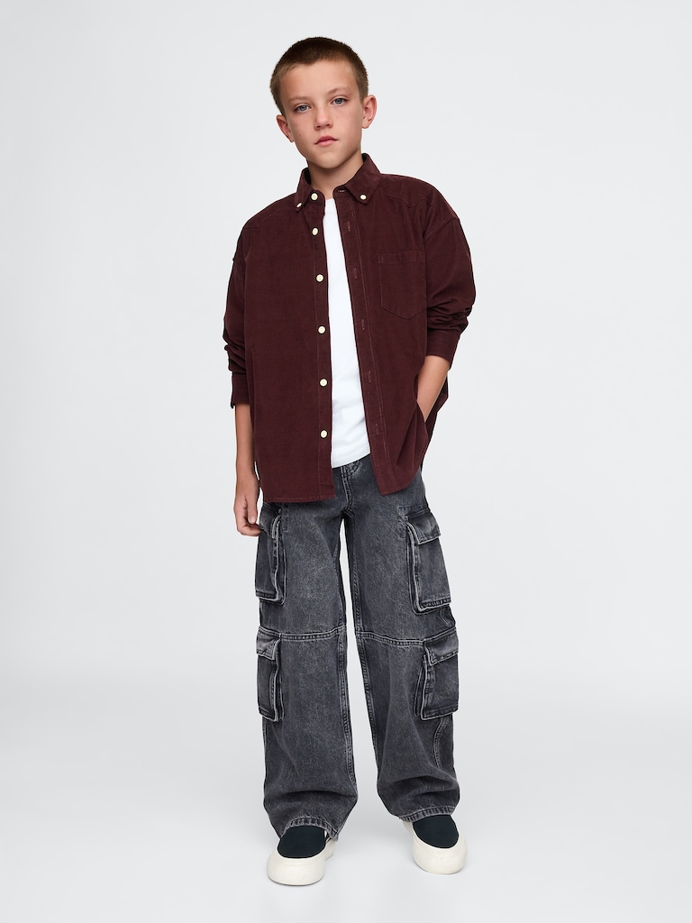 Kids Oversized Corduroy Western Shirt