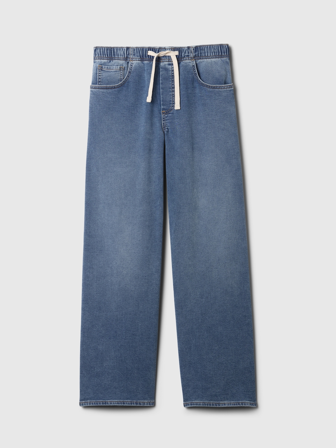 Mid Rise Knit Easy Baggy Jeans