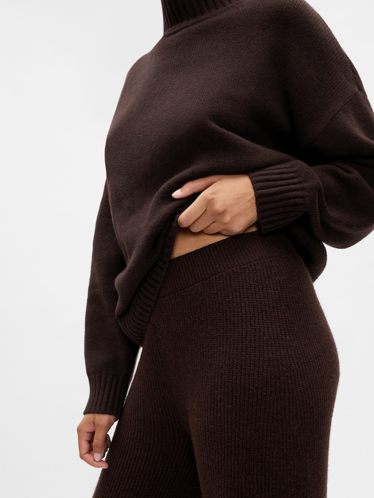 CashSoft Shaker-Stitch Sweater Pants