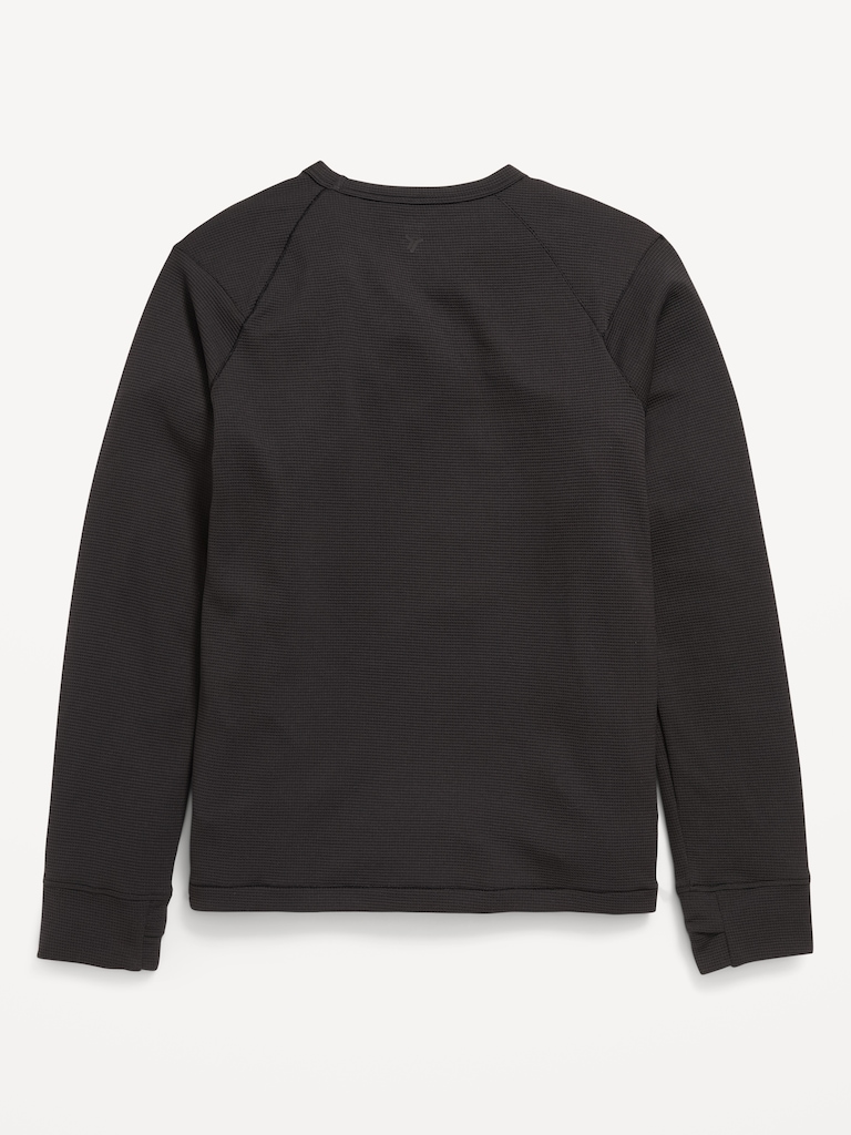 Long-Sleeve Waffle-Knit Graphic Performance Top for Boys