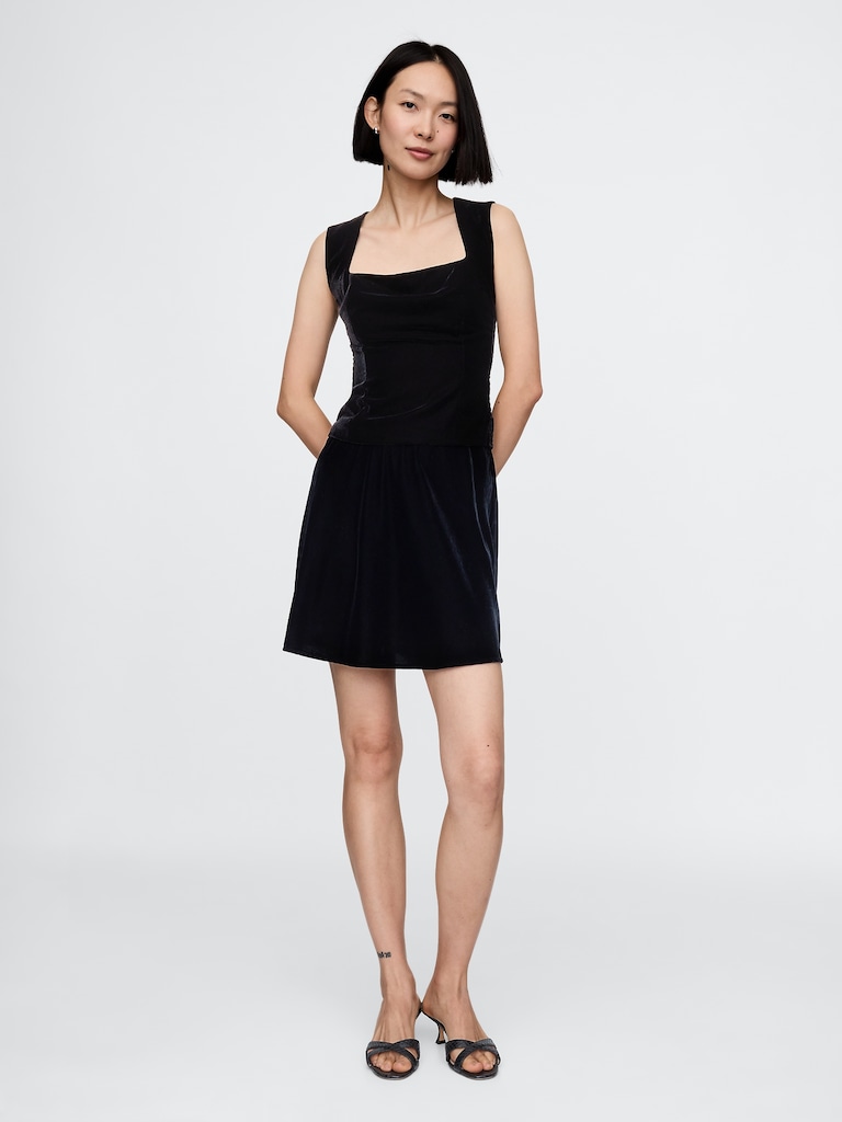 Recycled Velvet Square-Neck Crop Top