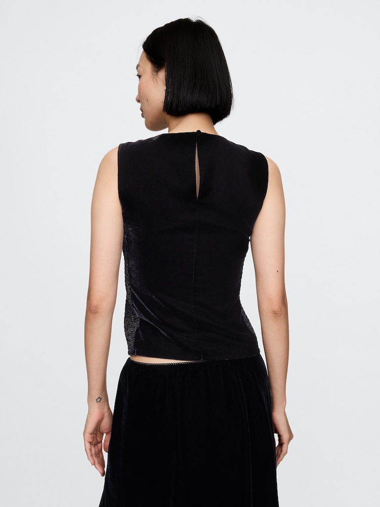 Recycled Velvet Square-Neck Crop Top