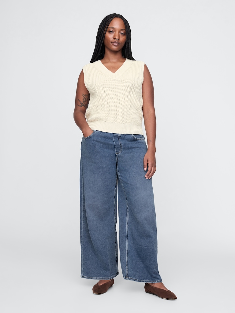 Mid Rise Knit Easy Baggy Jeans