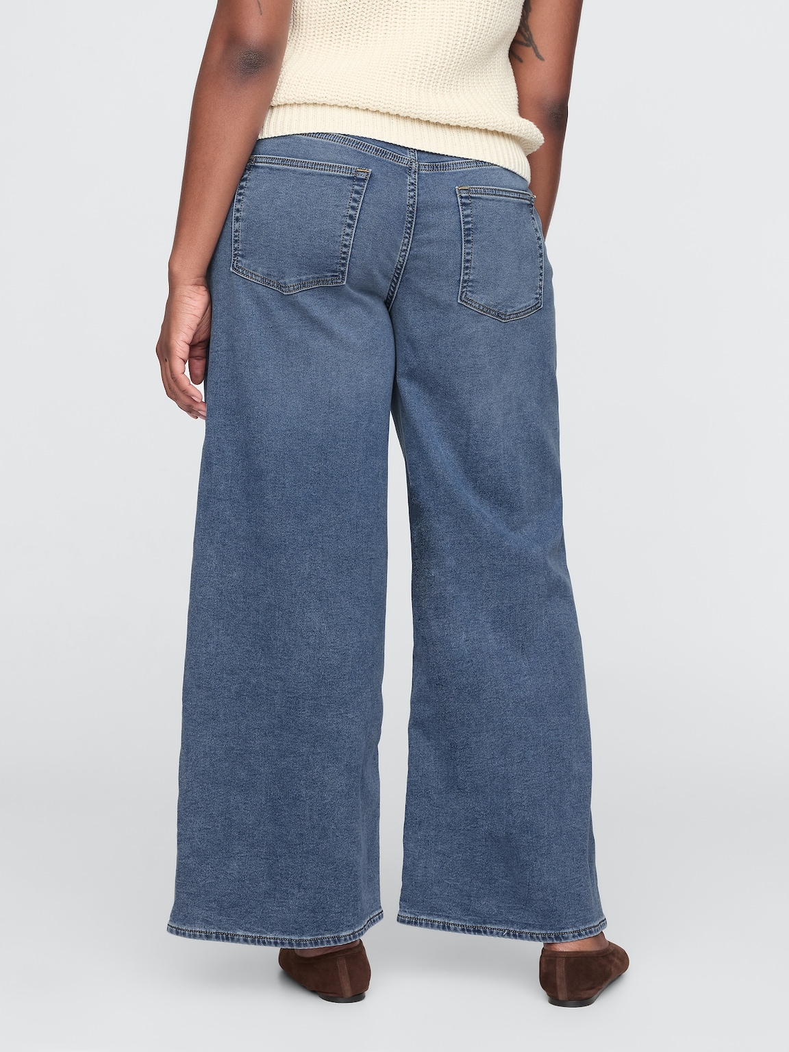 Mid Rise Knit Easy Baggy Jeans
