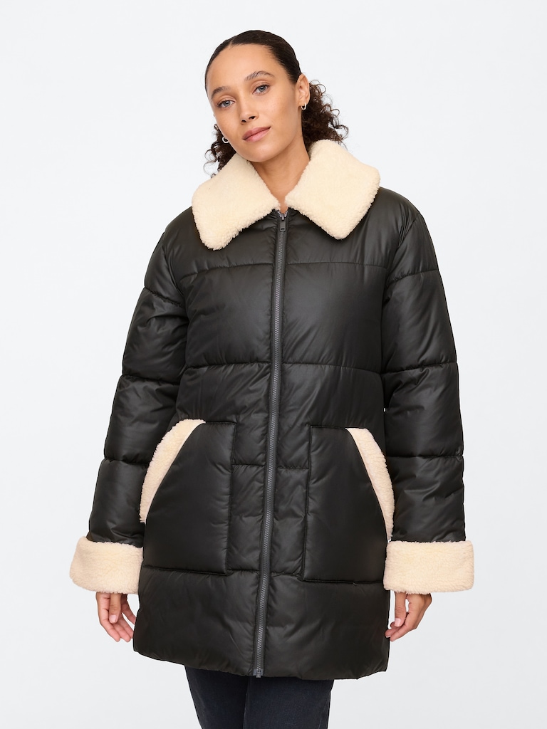 Relaxed ColdControl Long Sherpa Puffer Coat