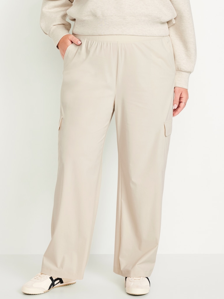 High-Waisted SleekTech Wide-Leg Cargo Pants