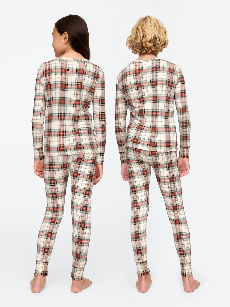 Kids Organic Brushed Cotton Plaid PJ Set