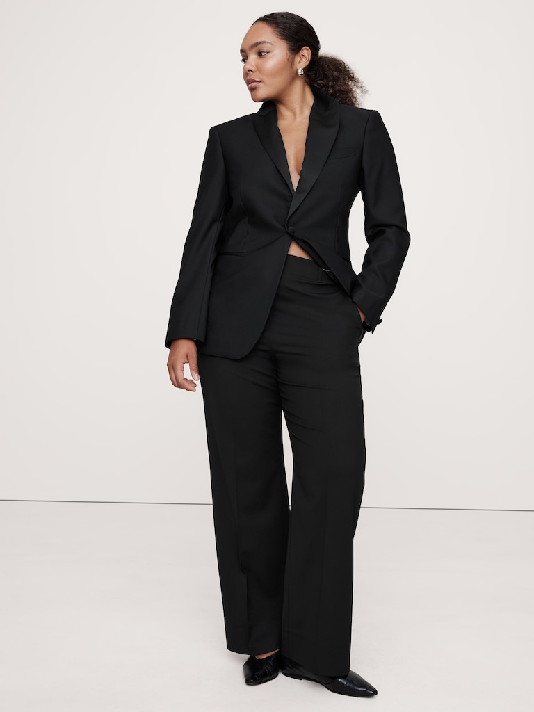 High-Rise Modern Straight Italian Wool Pant