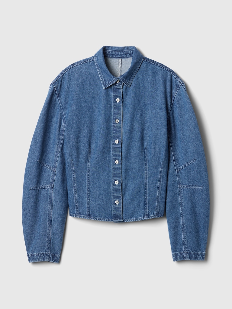 Barrel-Sleeve Denim Shirt