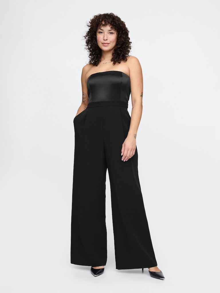 Strapless Mixed Media Jumpsuit