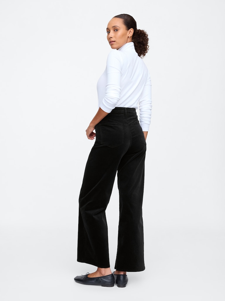 High Rise Velvet Wide-Leg Pants
