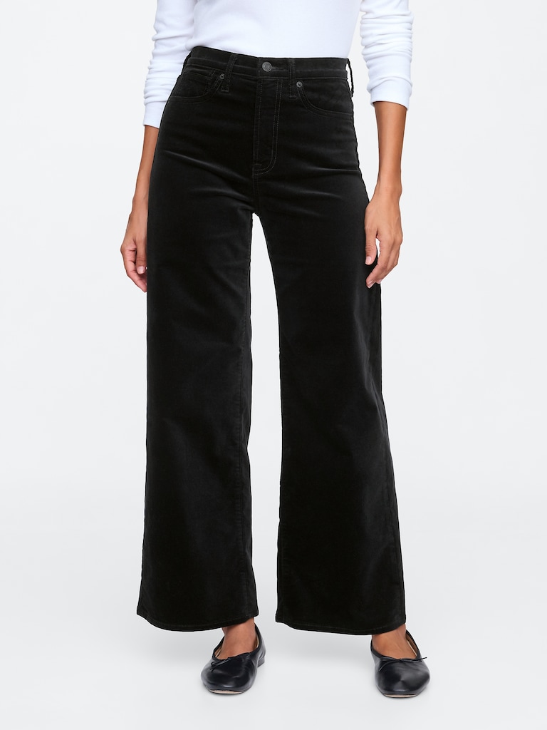 High Rise Velvet Wide-Leg Pants