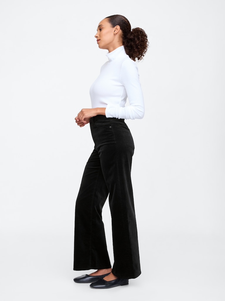 High Rise Velvet Wide-Leg Pants