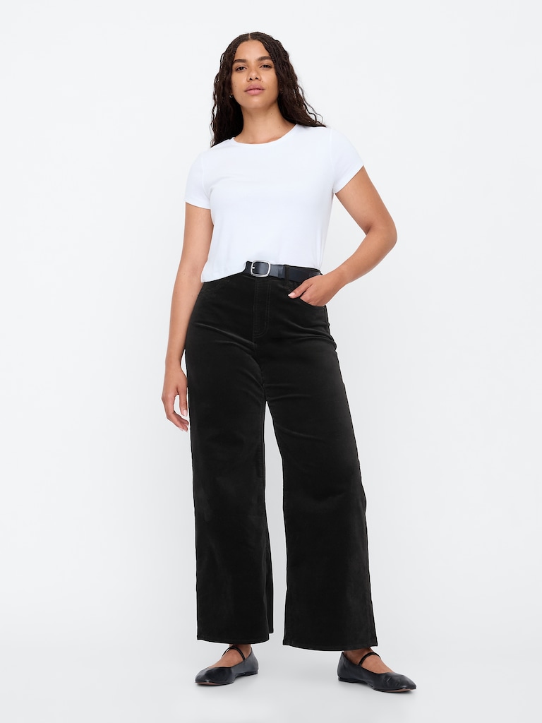 High Rise Velvet Wide-Leg Pants