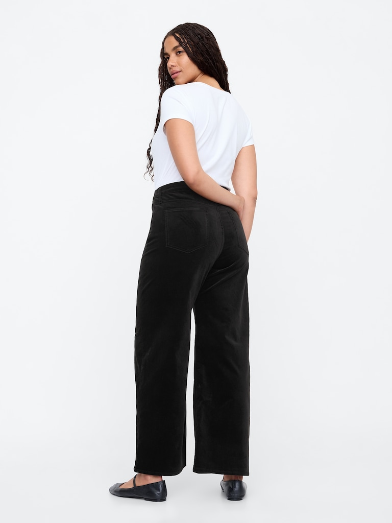 High Rise Velvet Wide-Leg Pants