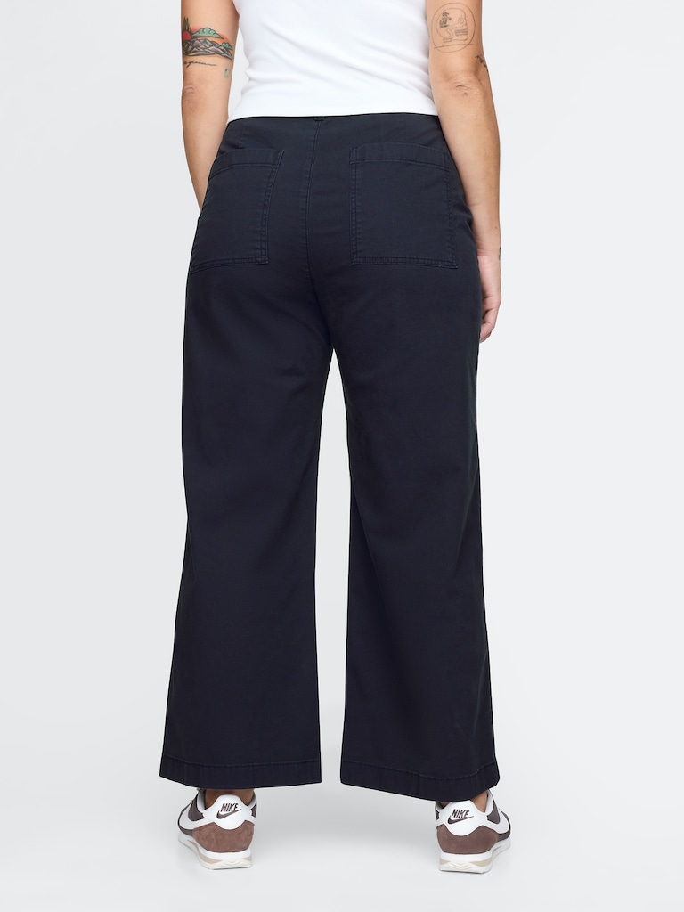 High Rise Stride Wide-Leg Ankle Khakis