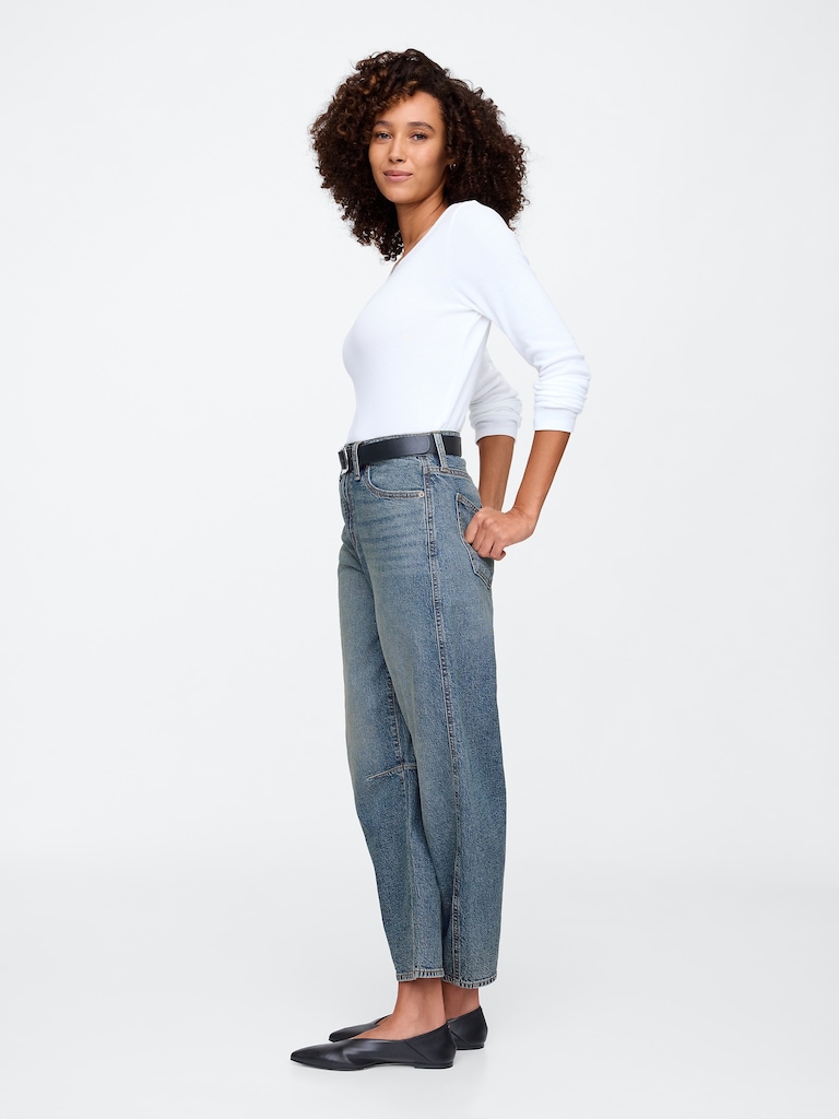 High Rise Barrel Jeans