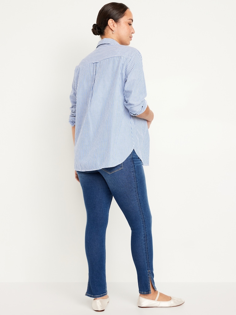Maternity Rollover-Panel Side-Slit 360° Stretch Skinny Jeans