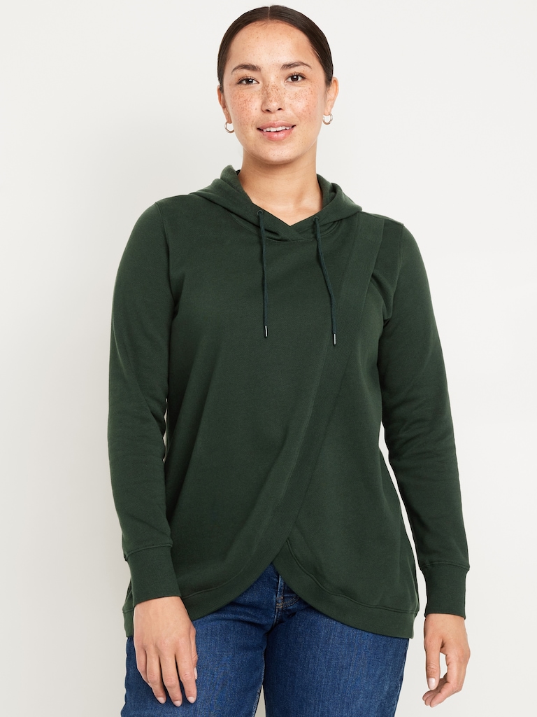 Maternity Cross-Front Nursing Pullover Hoodie