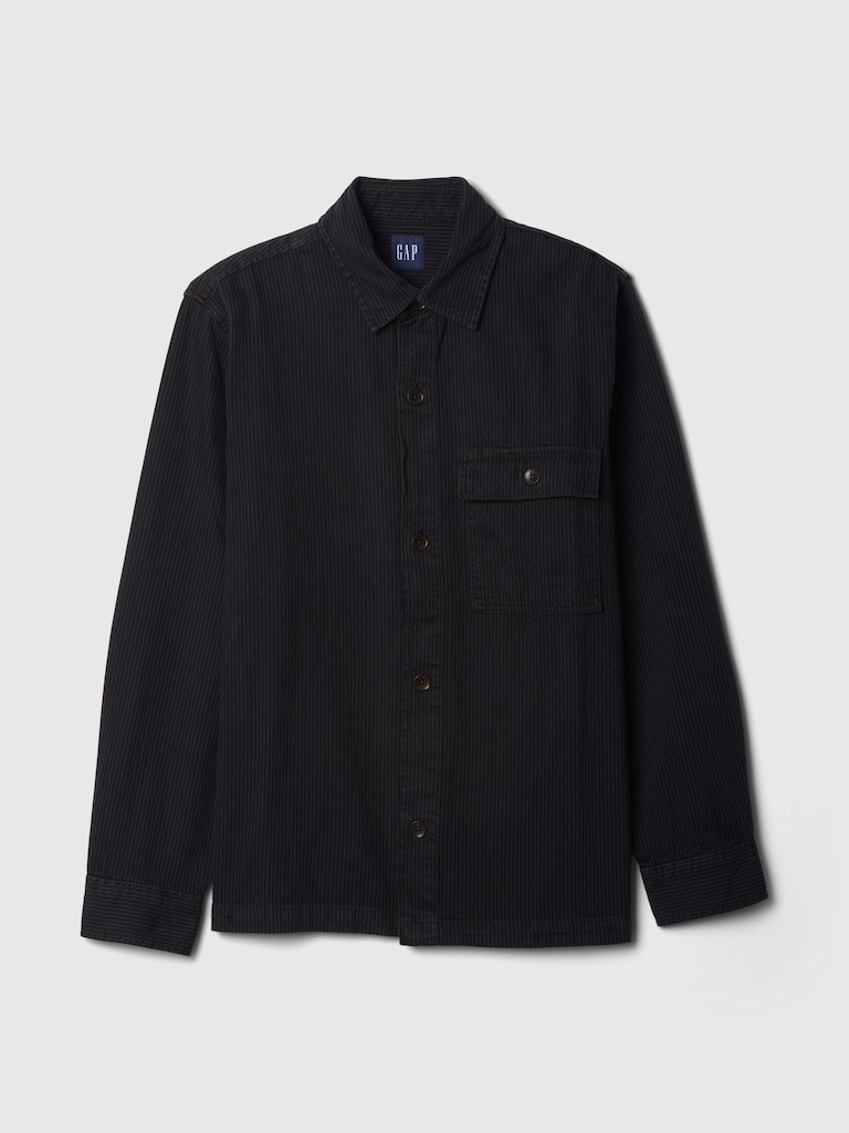 Railroad Striped Denim Overshirt