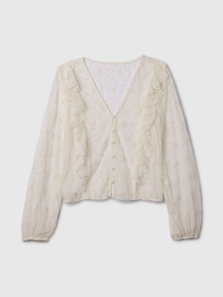 Recycled Lace Ruffle Top