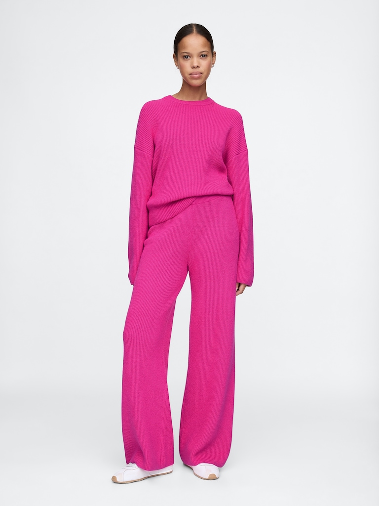 CashSoft Shaker-Stitch Crewneck Sweater