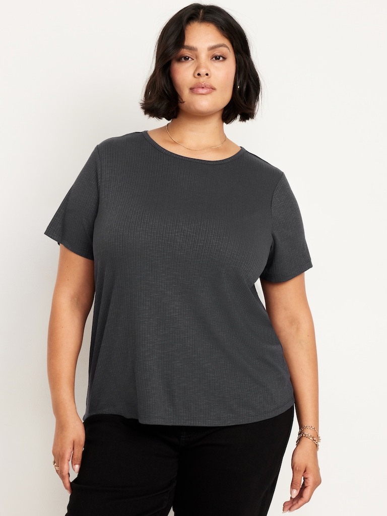 Luxe Ribbed Slub-Knit T-Shirt