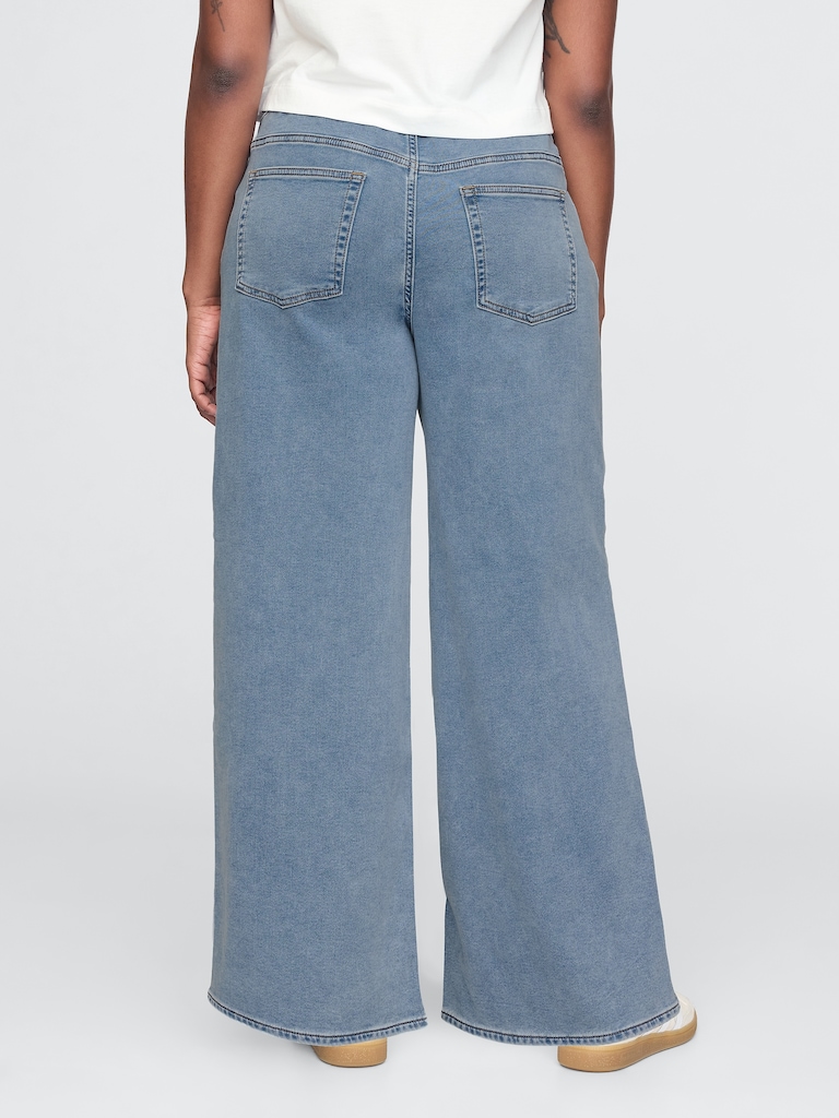Mid Rise Knit Easy Baggy Jeans