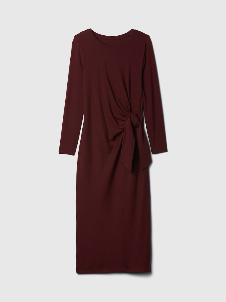 Modern Rib Tie-Knot Midi Dress