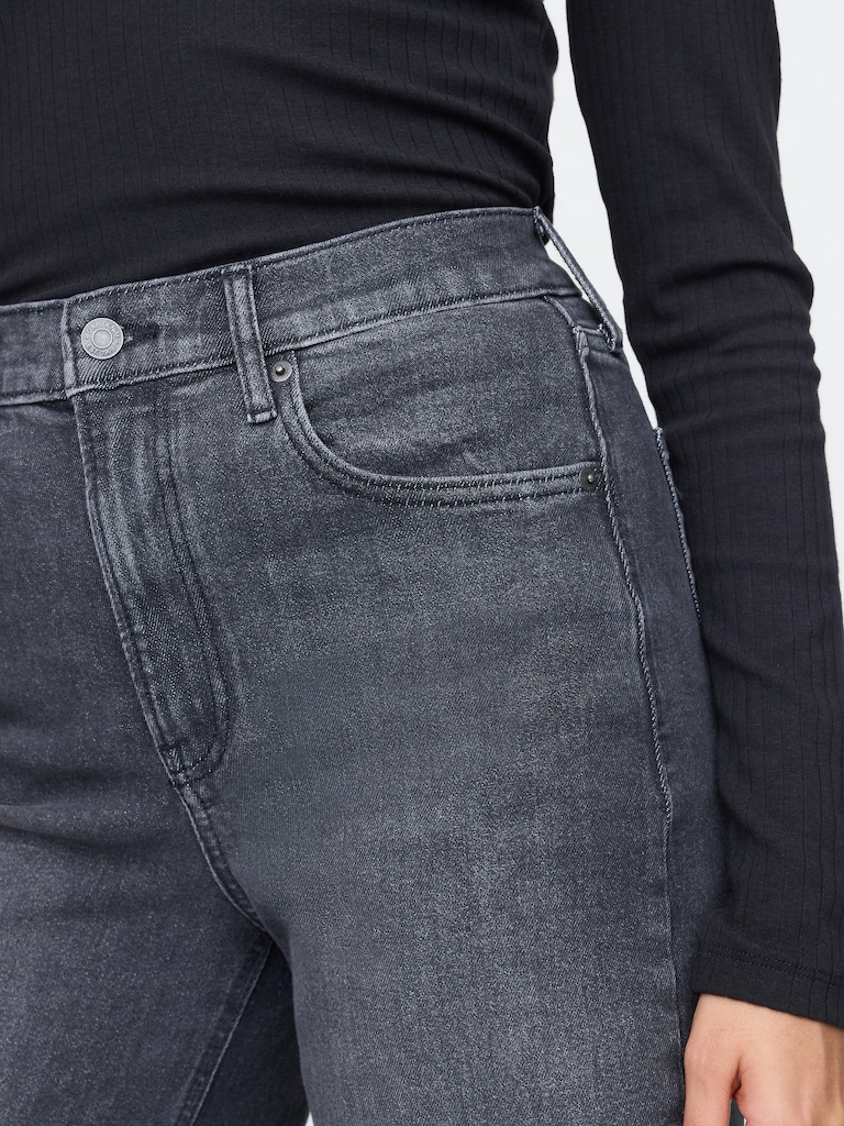 High Rise Stride Cuffed Wide-Leg Jeans