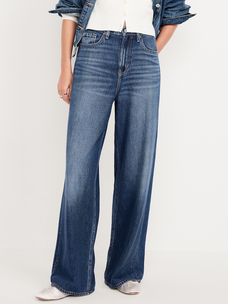 High-Waisted Baggy Wide-Leg Jeans