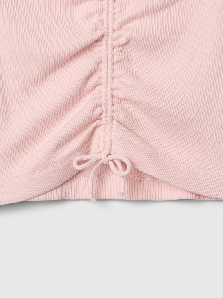 Kids Ribbed Ruched V-Neck Top