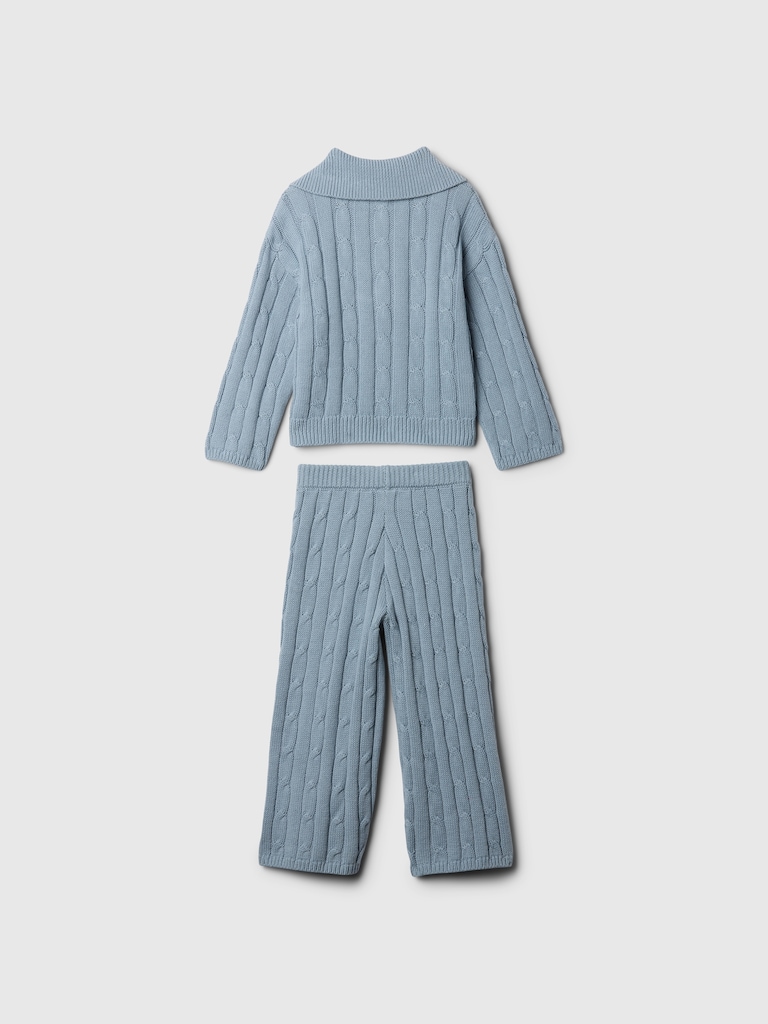 Baby & Toddler Cable-Knit Half-Zip Sweater Set