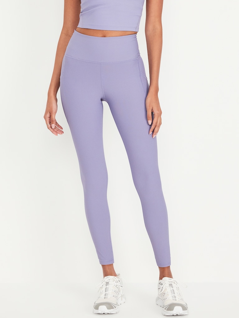 High-Waisted PowerSoft Ribbed Pocket Leggings