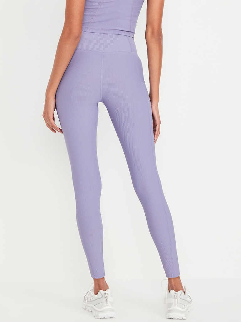 High-Waisted PowerSoft Ribbed Pocket Leggings