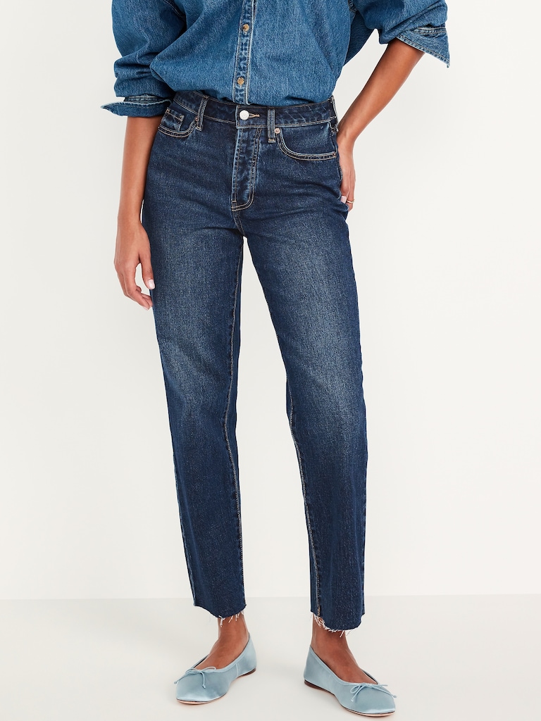 High-Waisted Button-Fly OG Straight Ankle Jeans