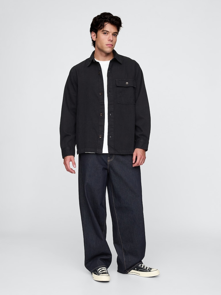 Railroad Striped Denim Overshirt