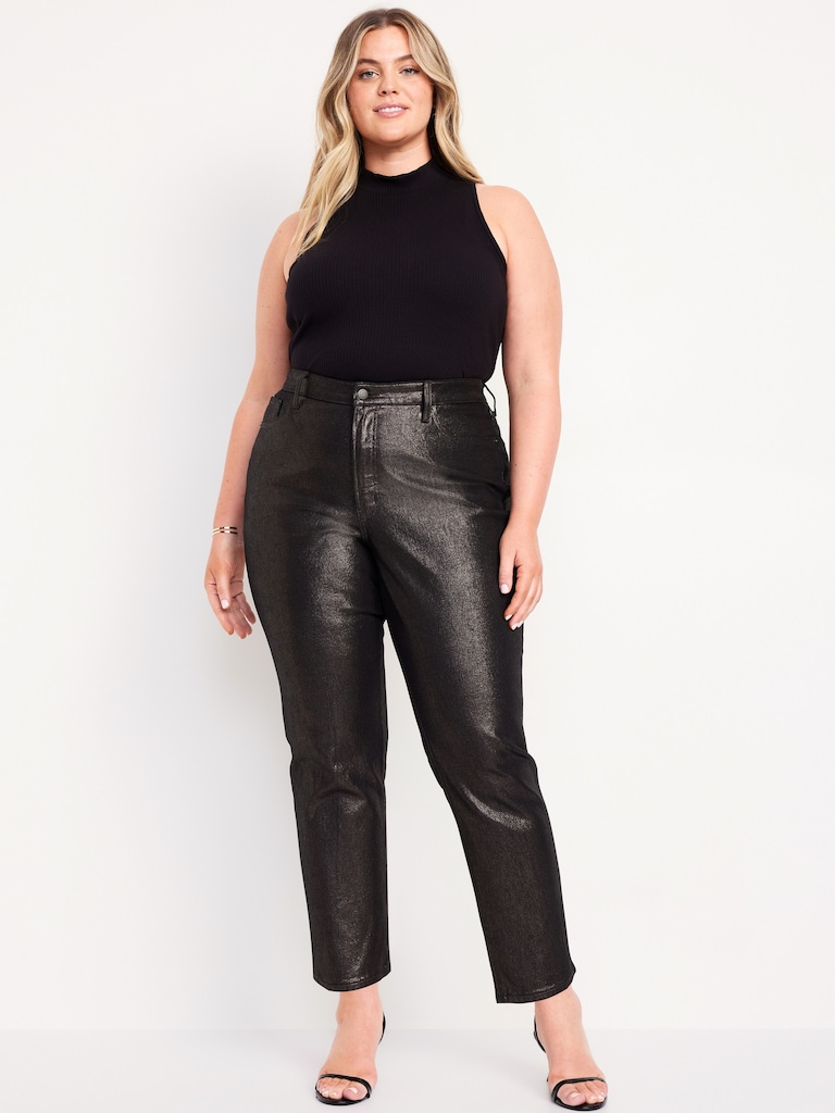 High-Waisted Shine OG Straight Ankle Jeans