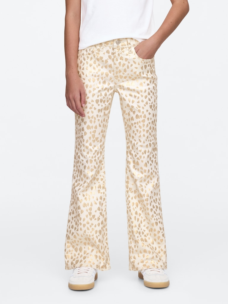 Kids High Rise Leopard Foil '70s Flare Jeans