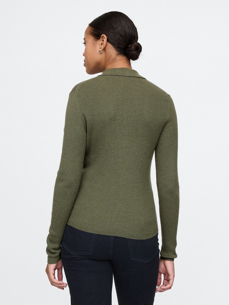 CashSoft Rib Polo Cardigan