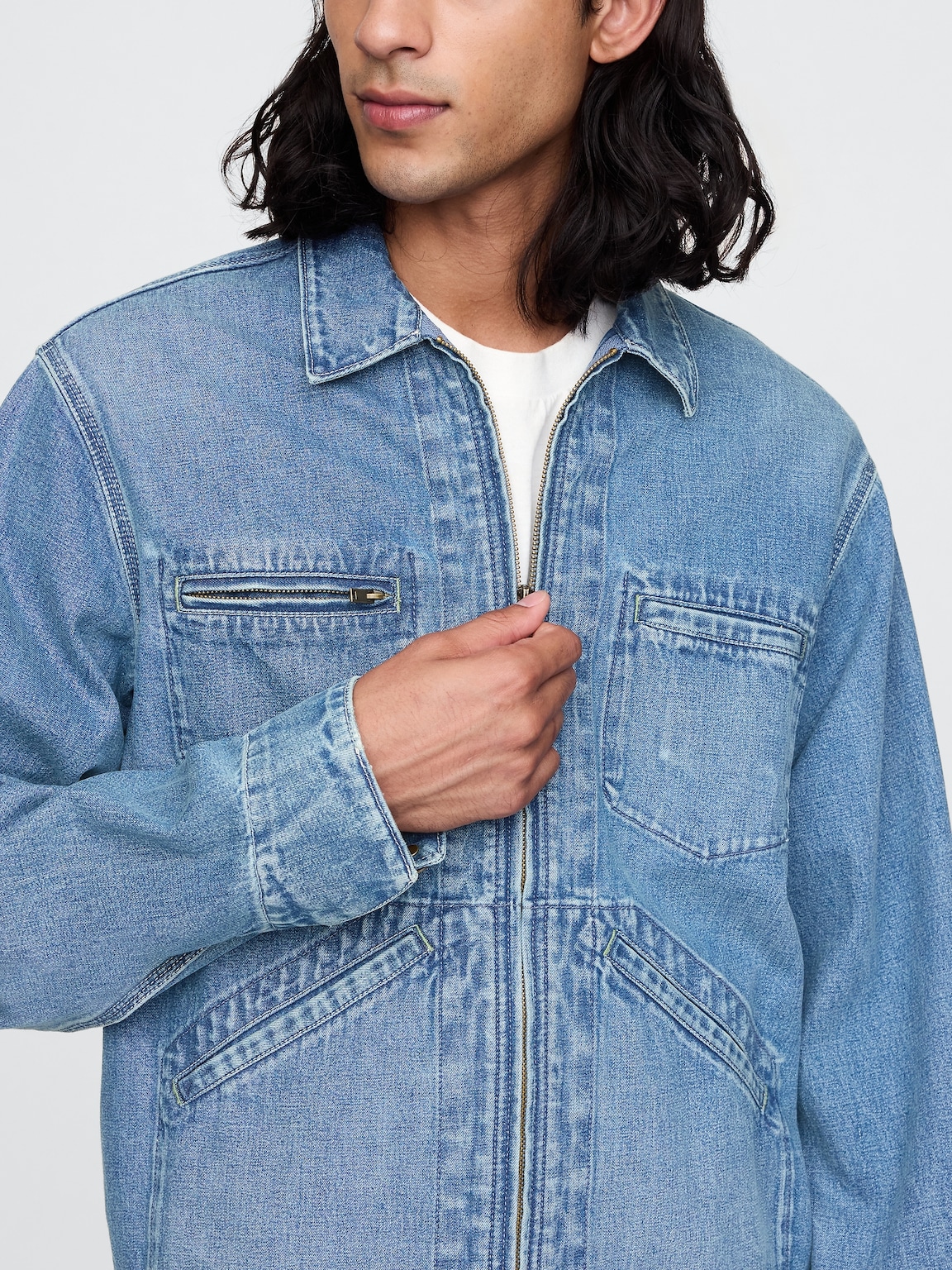 Denim Zip Shirt Jacket