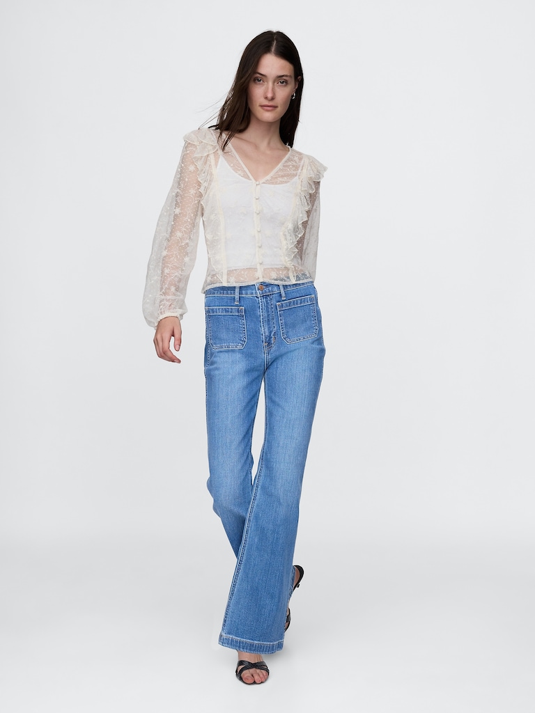 Recycled Lace Ruffle Top