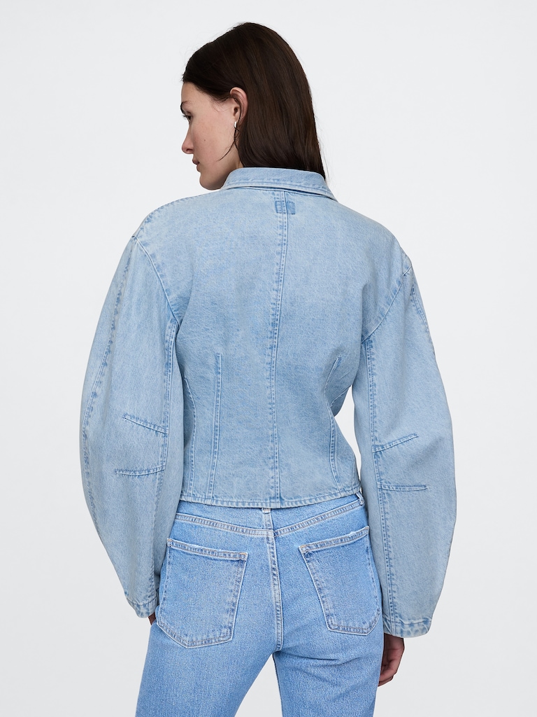 Barrel-Sleeve Denim Shirt