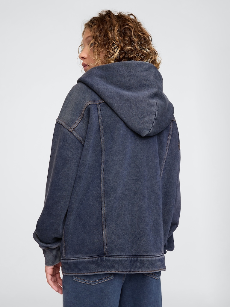 Kids Hooded Icon Sweatshirt Denim Jacket