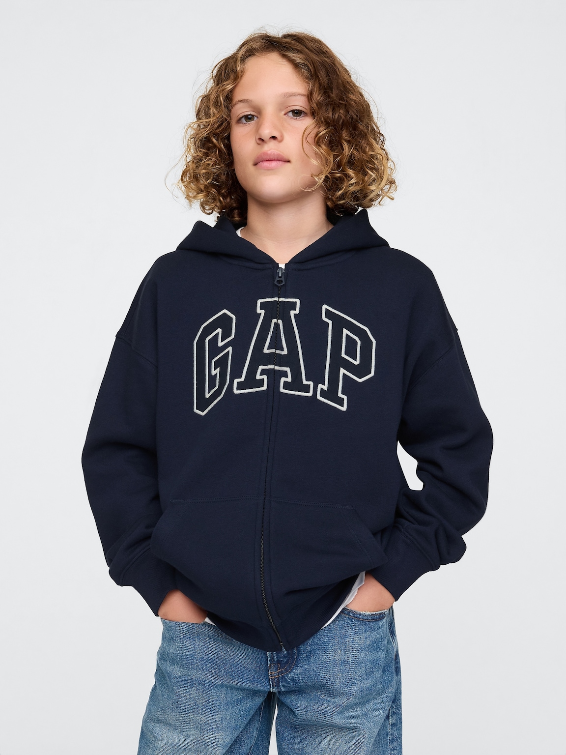 Kids Vintage Soft  Logo Zip Hoodie