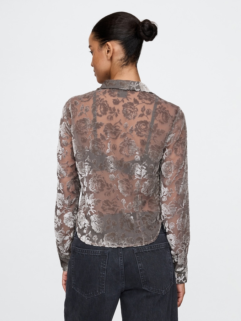 Recycled Velvet Crop Shirt
