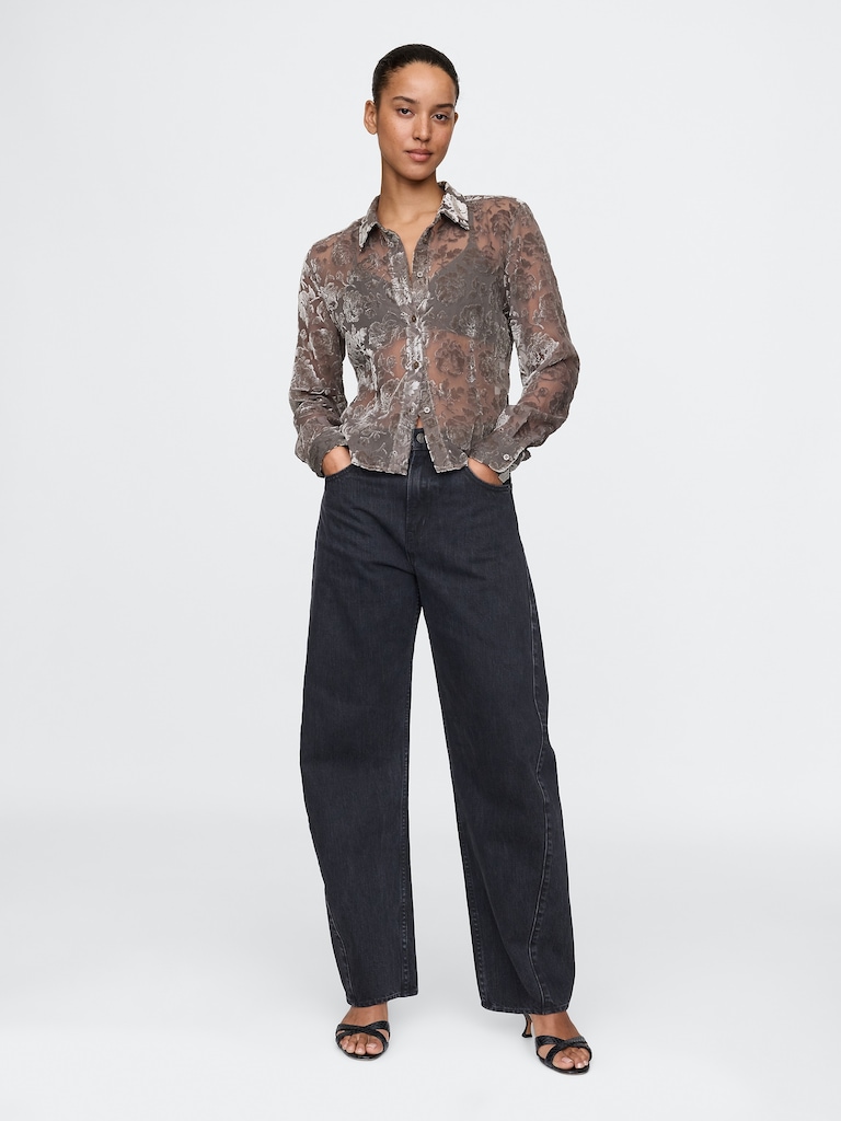 Recycled Velvet Crop Shirt