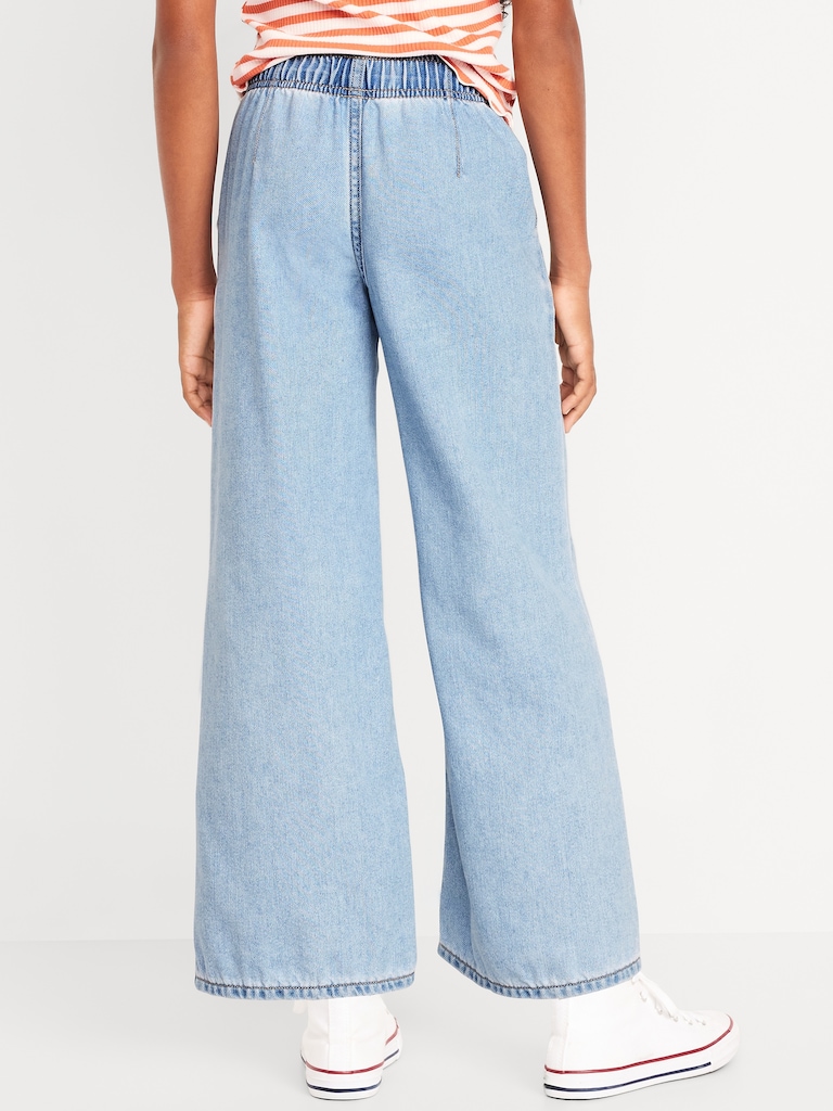 High-Waisted Baggy Wide-Leg Pull-On Jeans for Girls