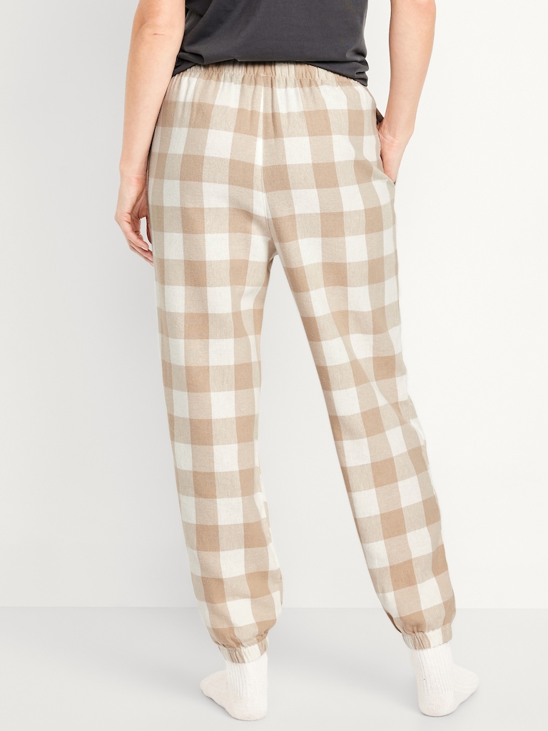 High-Waisted Flannel Pajama Joggers for Women