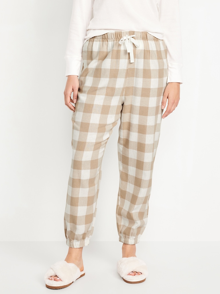 High-Waisted Flannel Pajama Joggers for Women